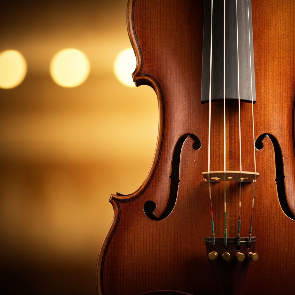 Violin in warm concert lighting